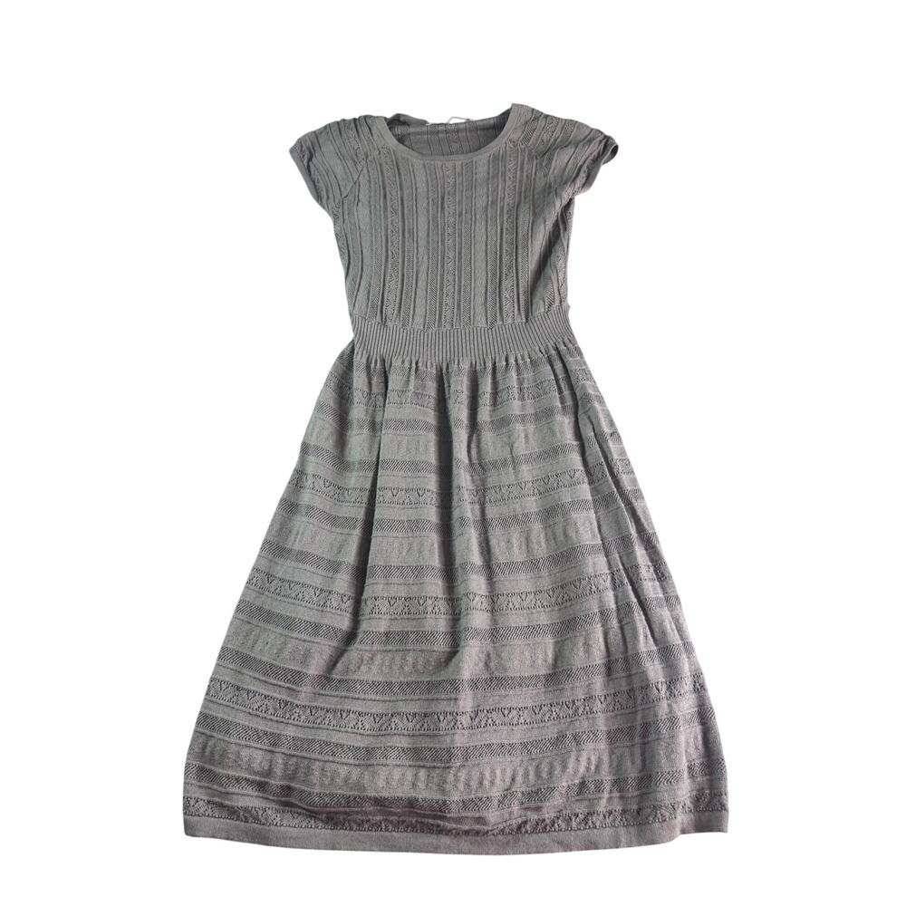 Athleta Downtown Knit Sweater Dress M Gray Cotton Cashmere Pointelle Lined